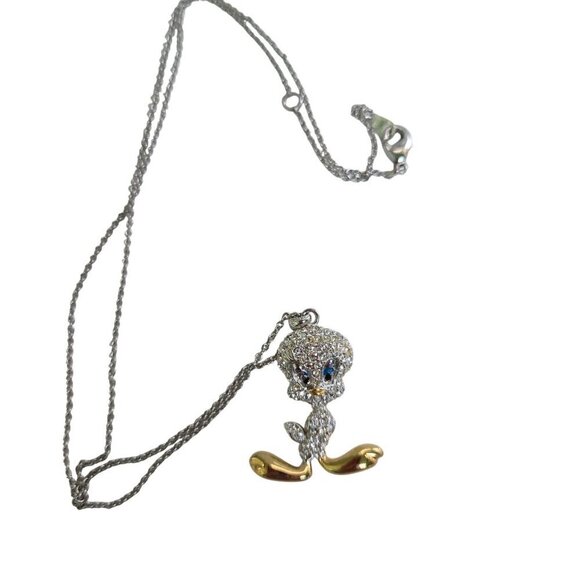 Vintage Danbury Mint Rare Tweety Bird Rhinestone Necklace 16" Adjustable - Picture 2 of 8